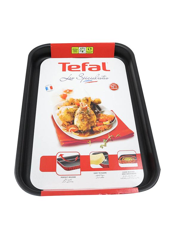 Tefal 45cm Specialist Rectangular Oven Tray,  45x31cm, Red