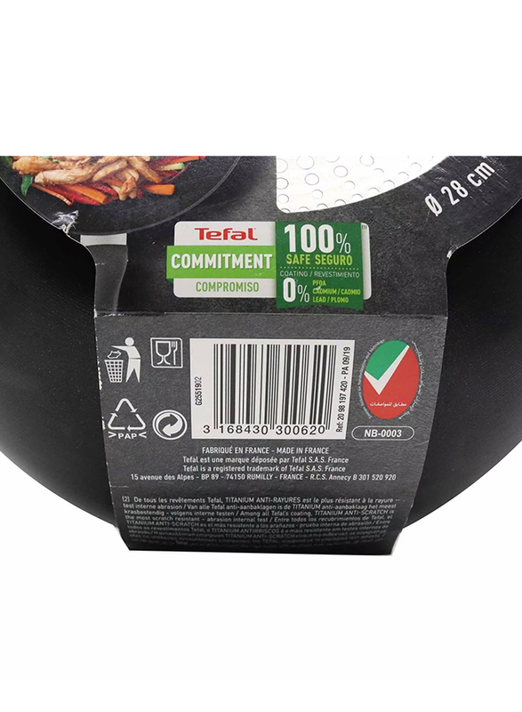 Tefal 28cm G6 Unlimited Wok Frying Pan, Black