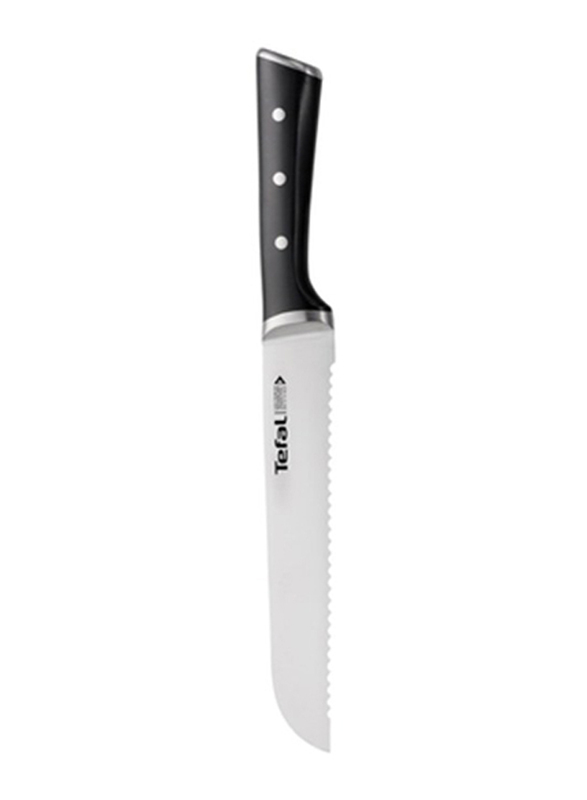 Tefal 20cm Ice Force Bread Knife, K2320414, Black/Silver