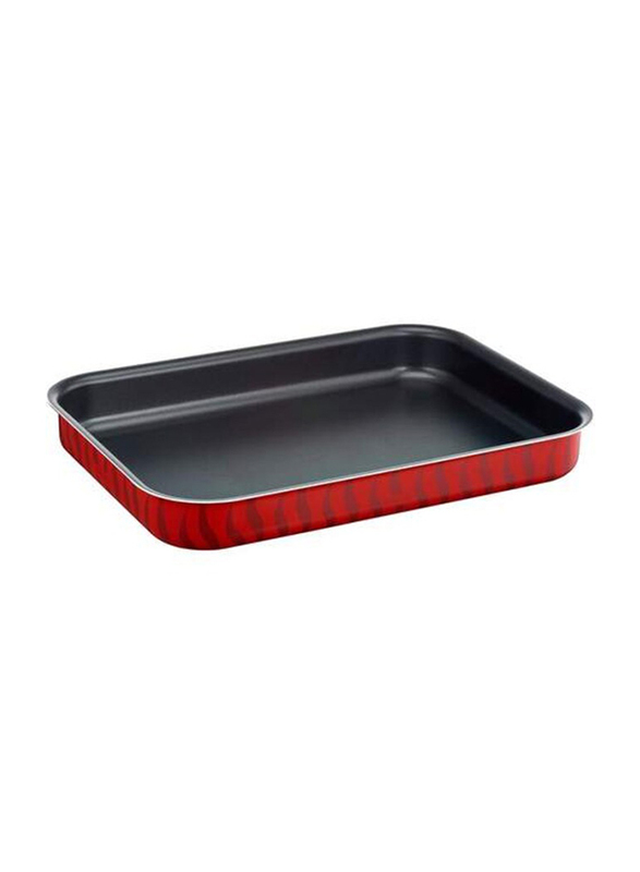 Tefal 3-Piece Non-Stick Rectangular Oven Dish, Black/Red