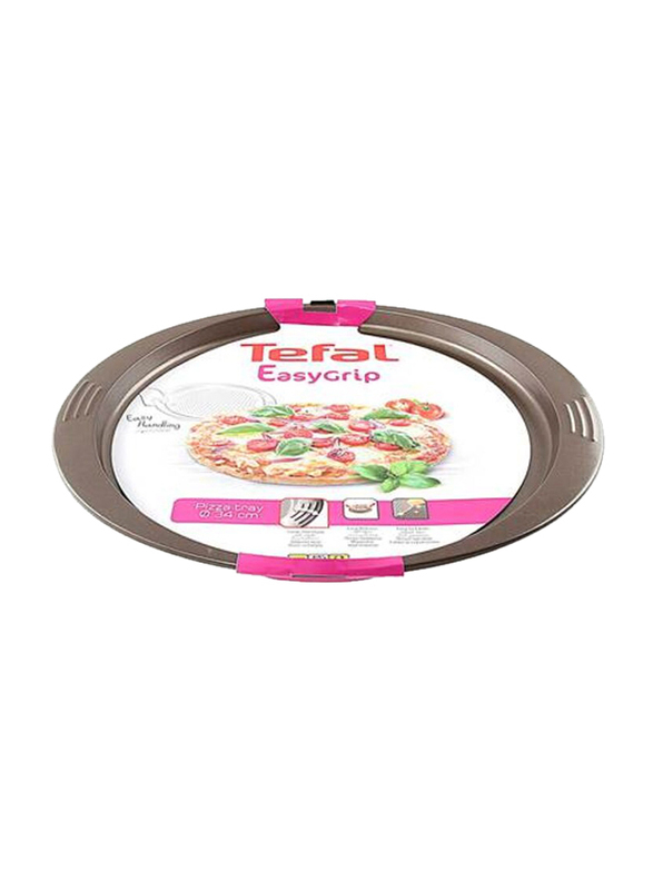 Tefal 34cm Easy Grip Gold Round Pizza Tray, Black