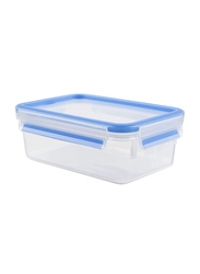 Tefal Master Seal Fresh Rectangular Food Storage Box, 1 Liters, Clear/Blue