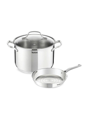 Tefal 2-Piece Intuition Stainless Steel Dutch Oven Set, Silver