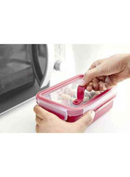 Tefal MasterSeal Micro Rectangular Food Storage Box with Inserts, 1 Liter, Red/Clear