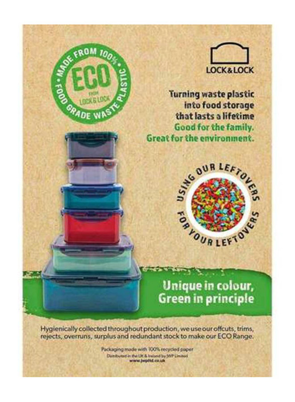 Lock & Lock Eco Rectangular Food Container, 850ml, Green/Purple