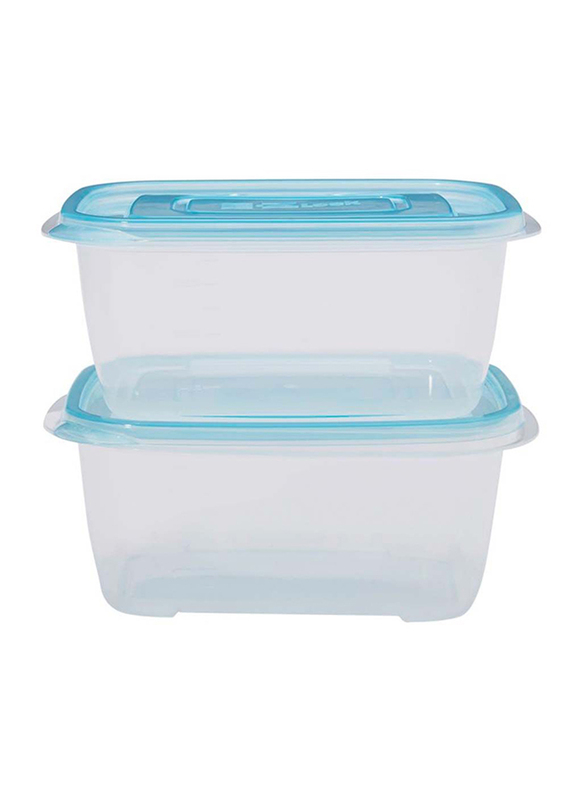 

Lock & Lock Ez Lock Pastel Rectangle Food Container, 2 x 1320ml, Clear/Blue