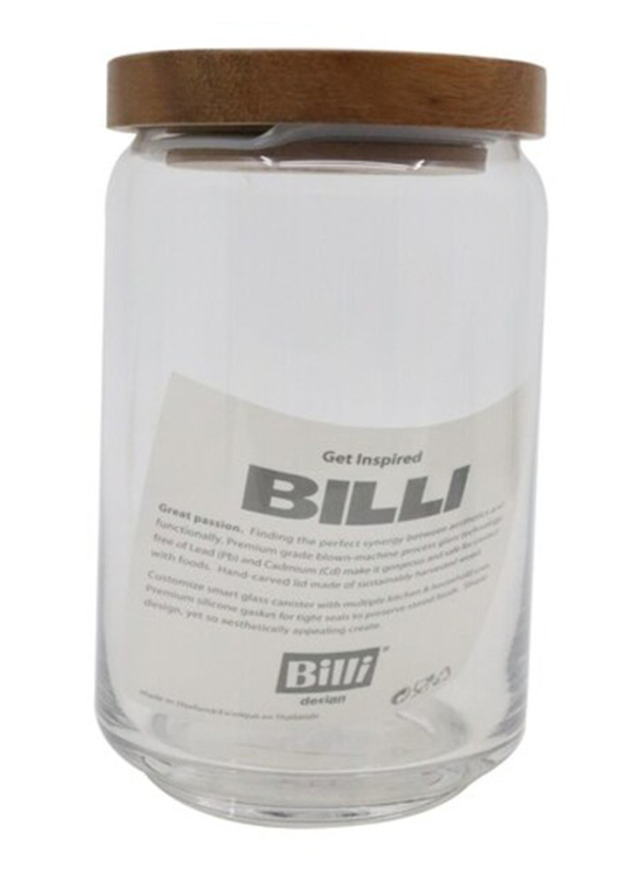 Billi Canister with Wooden Lid, 750ml, Clear/Brown