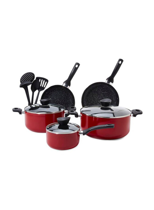 Bergner 12-Piece Bellini Cookware Set, Red/Black