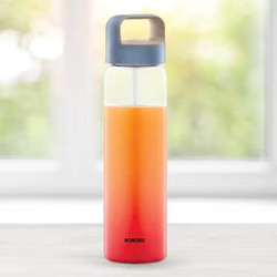 Borosil 750ml Glass Water Bottle with Wide Mouth Husk Lid, Blue