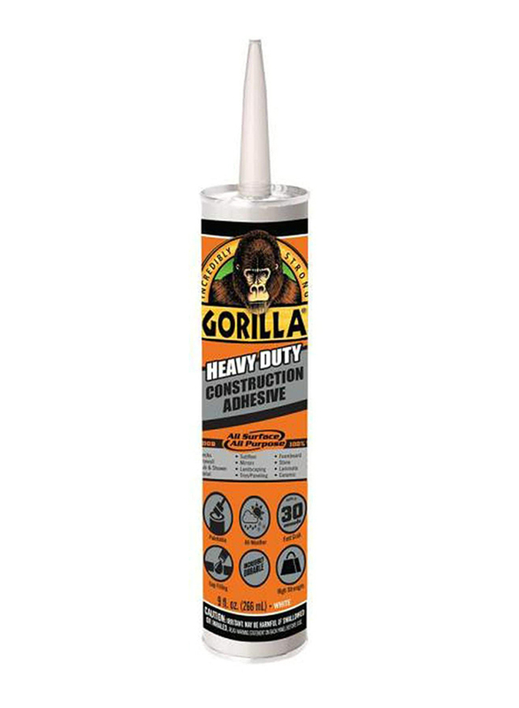 Gorilla Heavy-Duty Construction Adhesive Tube, 266ml, White