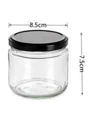 Star Cook Wide Mouth Glass Jars with Black Lids, 12 x 266ml, Clear/Black