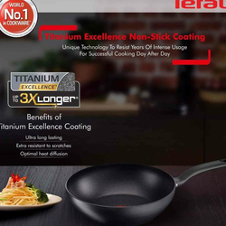 Tefal 28cm G6 Unlimited Wok Frying Pan, Black
