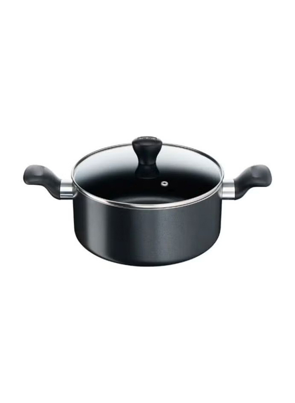 

Tefal 24cm Super Cook Aluminum Non-Stick Stew Pot With Lid, Black/Clear