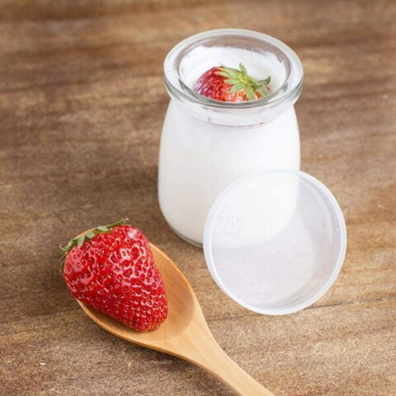 Danmu Glass Pudding Jars with Plastic Cap, 4 x 100ml, Clear