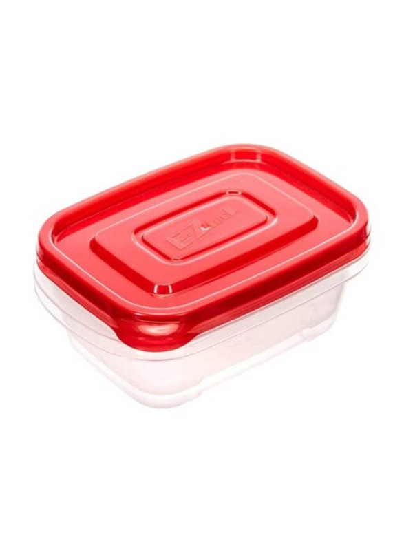Lock & Lock EZ Lock Easy Plastic Rectangular Food Container, HLE6304, 520ml, 2 Pieces, Clear/Red