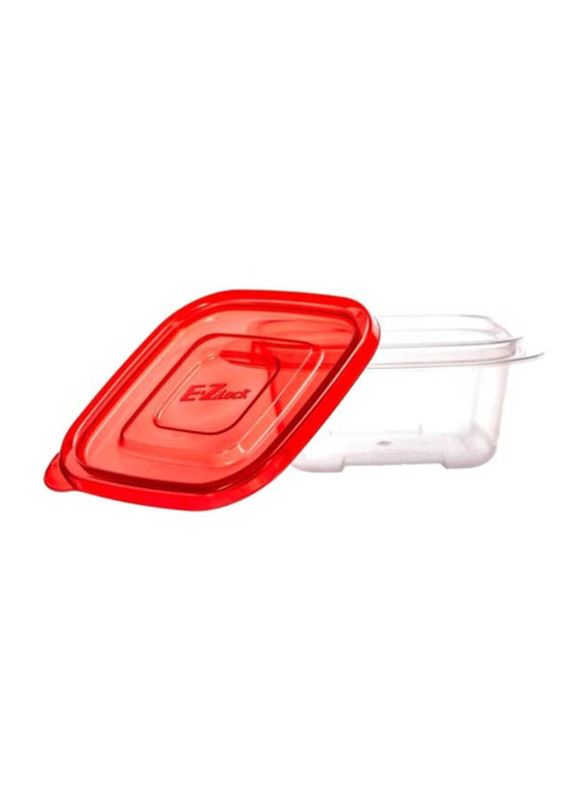 Lock & Lock EZ Lock Easy Plastic Square Food Container, HLE8104, 250ml, 3 Pieces, Clear/Red