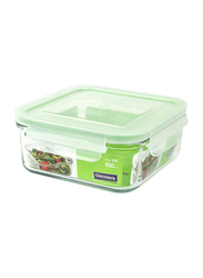 Glasslock Square Food Container, 900ml, Clear/Green