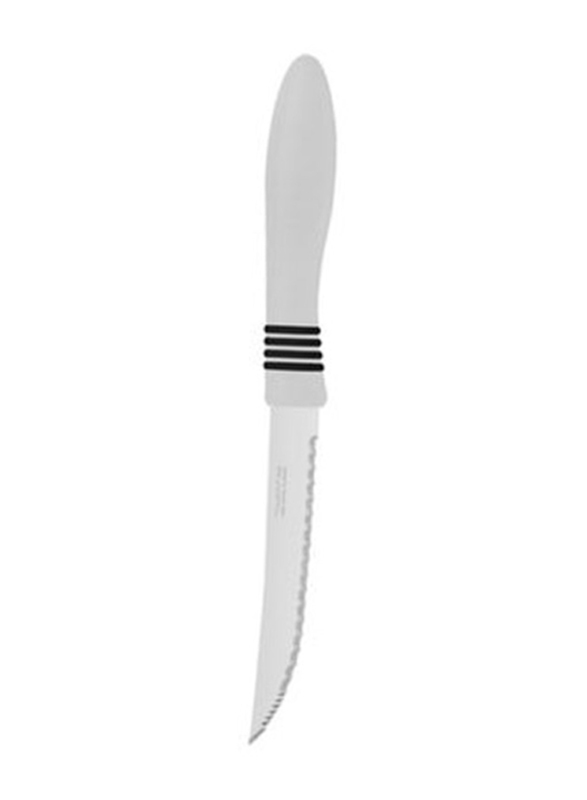 Tramontina 12.5cm 2-Piece Cor & Cor Micro Serrated Steak Knife, White/Silver