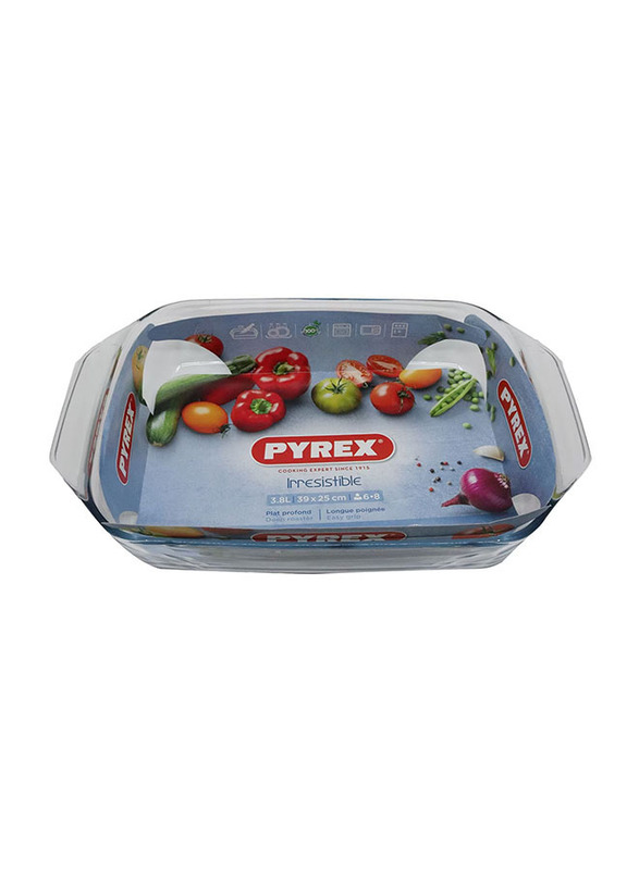 Pyrex 3.8Ltr Optimum Glass Rectangular Roaster, Clear