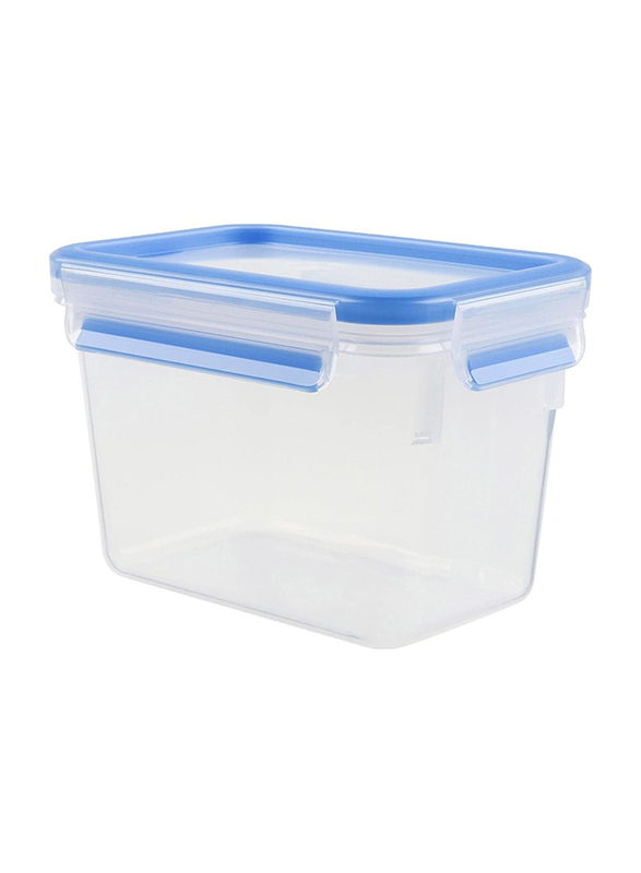 Tefal Master Seal Fresh Rectangular Food Storage Box, 1.1 Liters, Clear/Blue
