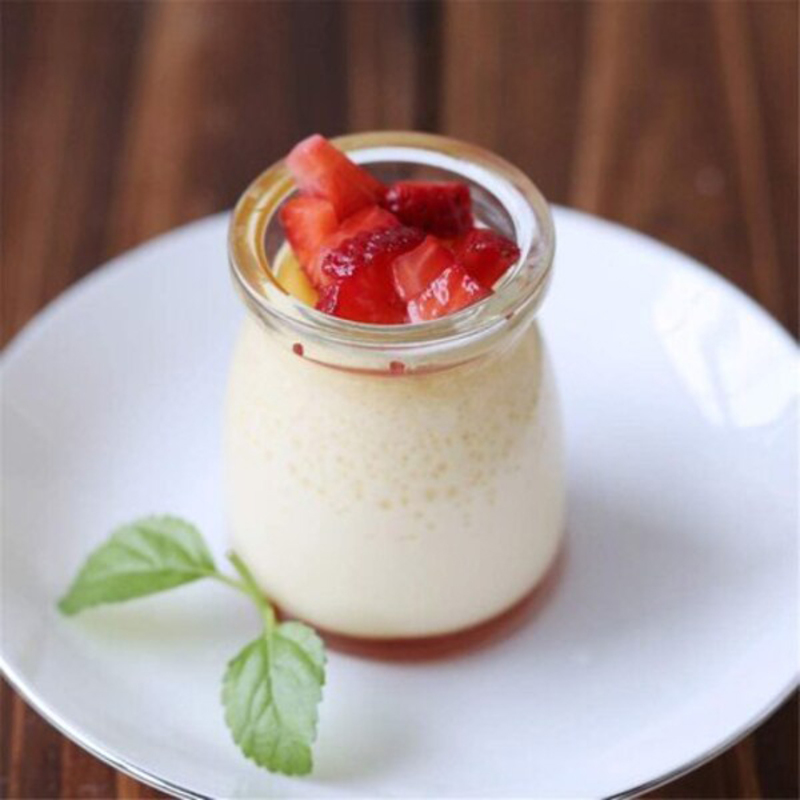 Danmu Glass Pudding Jars with Plastic Cap, 4 x 100ml, Clear