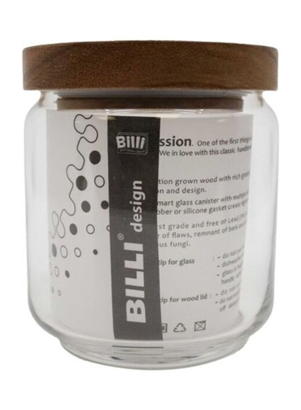 

Billi Canister with Wooden Lid, 500ml, Clear/Brown