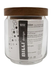 Billi Canister with Wooden Lid, 500ml, Clear/Brown