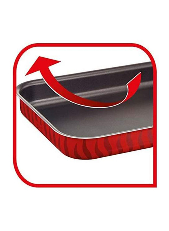 Tefal 3-Piece Non-Stick Rectangular Oven Dish, Black/Red