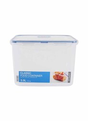 Lock & Lock Classic Rectangular Food Container, 3.9 Liter, Clear/Blue