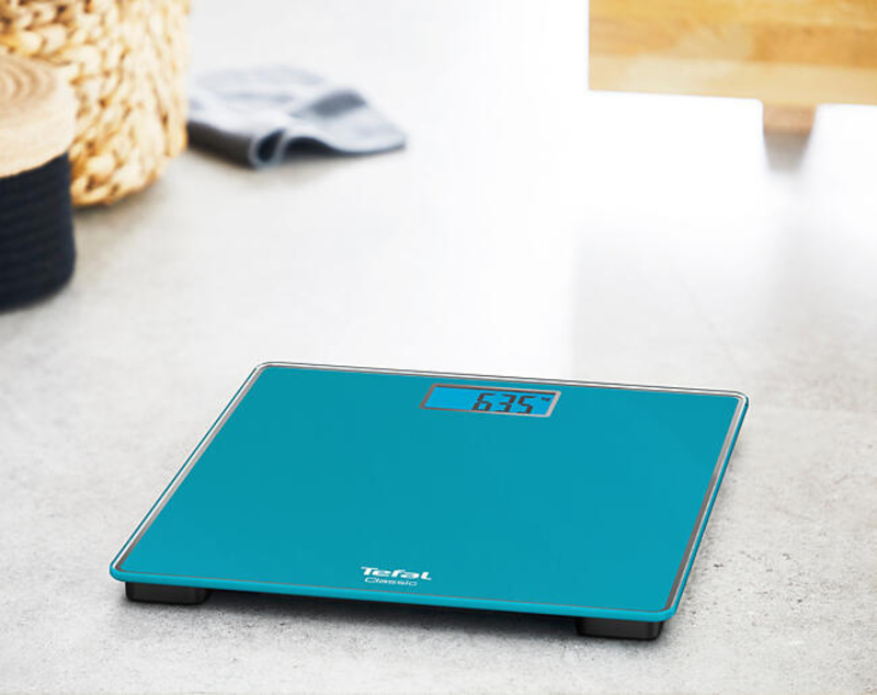 Tefal Classic Tempered Glass Digital Bathroom Weighing Scale with 160kg, Blue