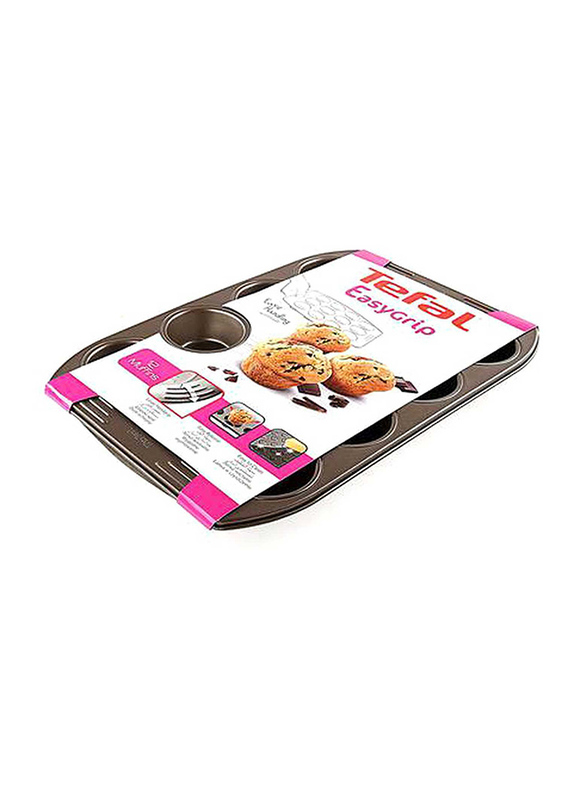 Tefal 12 Cup Easy Grip Muffin Pan, Black