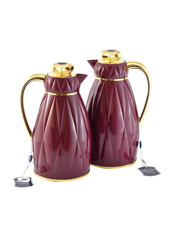 Home Maker 2-Piece Coffee And Tea Flask Set with 1L & 1.3L Capacity, Purple