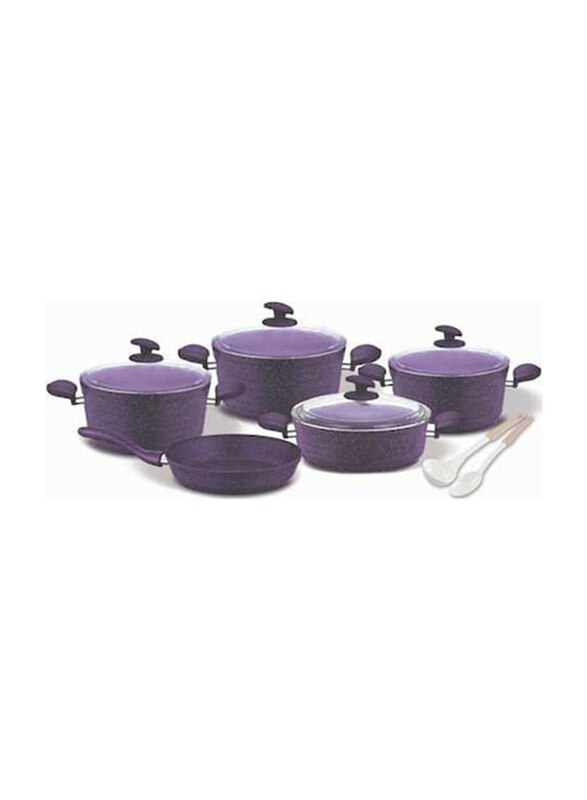 

Home Maker Granite Cookware Set, 11 Pieces, Purple/White