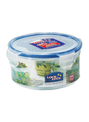 Lock & Lock Classic Stackable Airtight Round Food Container, 600ml, Clear/Blue
