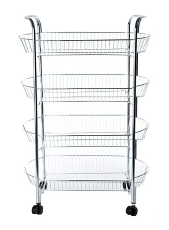 Feelings 4 Layers Stainless Steel Kitchen Vegetable Trolley, 51 x 75 x 28.5cm, Silver