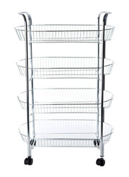 Feelings 4 Layers Stainless Steel Kitchen Vegetable Trolley, 51 x 75 x 28.5cm, Silver