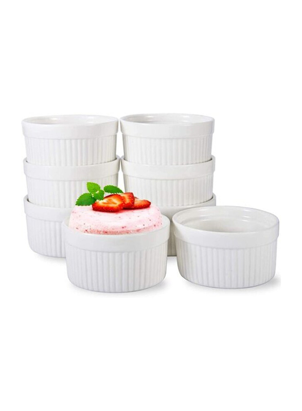 Star Cook 8-Piece Ramekin Bowls Custard Cups and Souffle Small Instant Table Tray Set, White