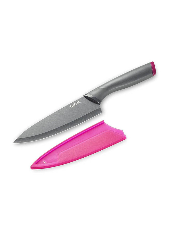 Tefal 15cm Fresh Kitchen Chefs Knife, Grey/Pink