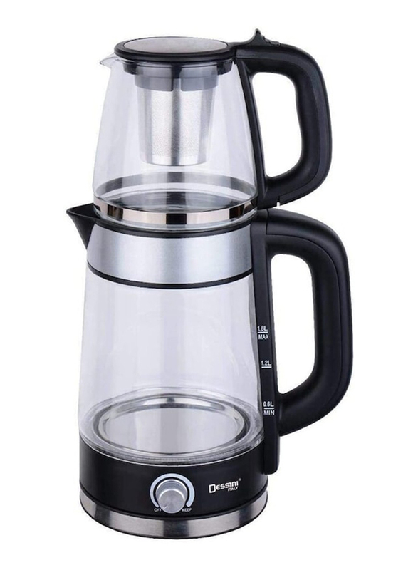 Dessini 2L Tea Maker Electric Kettle with Tea Pot, Clear