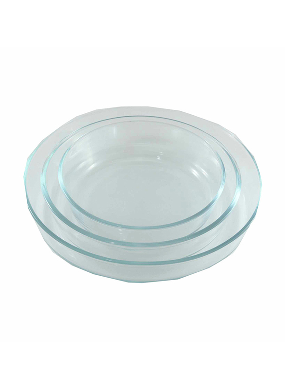 Home Maker 3-Piece Round Turkey Glass Bakeware Dish Set, Clear