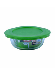 Pyrex 400ml Cook & Store Round Dish with Lid, Green/Clear