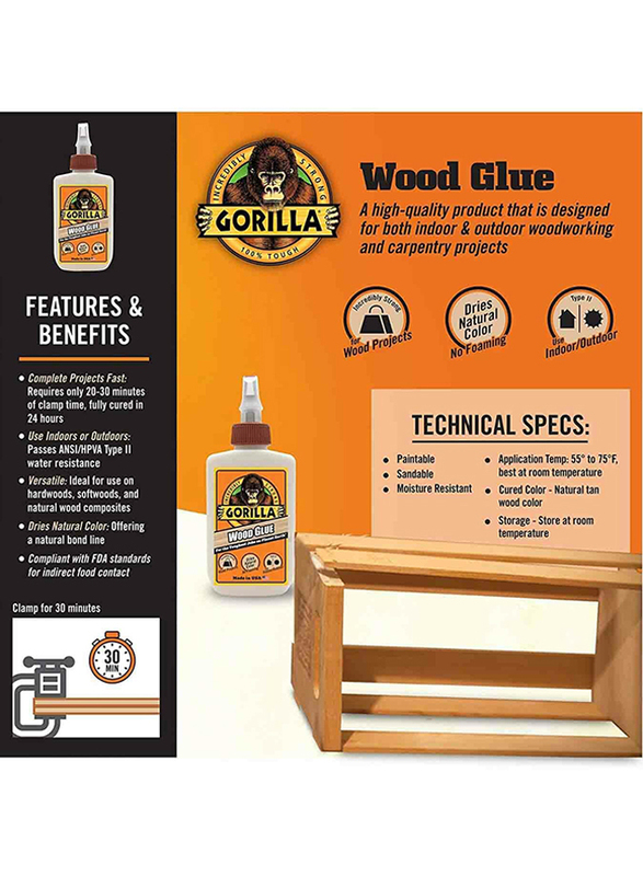 Gorilla Wood Glue, 118ml, White