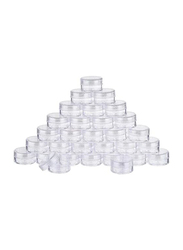 Chirag Empty Plastic Multipurpose Storage Cosmetics Container Set with Rounded Screw-Top Lids, 10mlx 24 Pieces, Clear