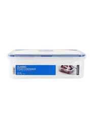 Lock & Lock Classic Rectangular Food Container, HPL826M, 2.1 Liters, Clear/Blue