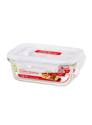 Lock & Lock Oven Glass Rectangular Food Container, 380ml, Clear