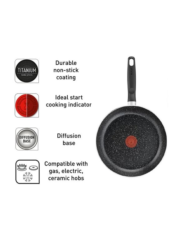 Tefal 11-Piece Super Cook Dark Stone Cookware Set, Black/Clear