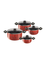 Tefal 8-Piece G6 Tempo Flame Cooking Set, Red/Black