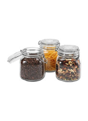 Star Cook Airtight Glass Square Canister Set with Lids, 3 x 1 Liter, Clear
