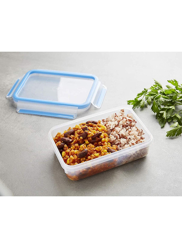 Tefal Master Seal Fresh Rectangular Food Storage Box, 1 Liters, Clear/Blue