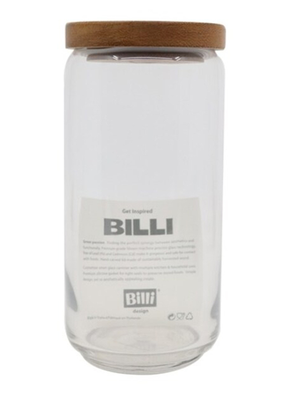 Billi Canister with Wooden Lid, 1 Liter, Clear/Brown